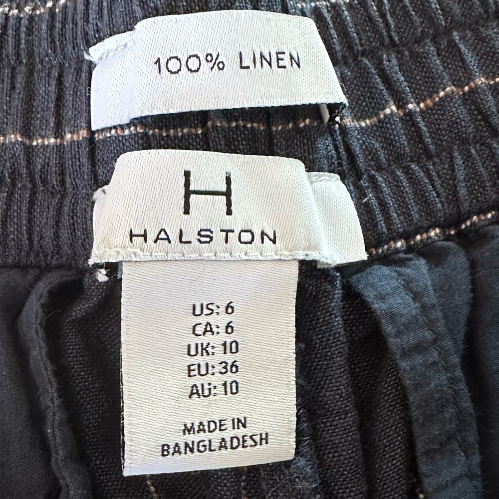 H by Halston 100% linen high waisted pinstriped wide leg pants women size 6 - Picture 6 of 8